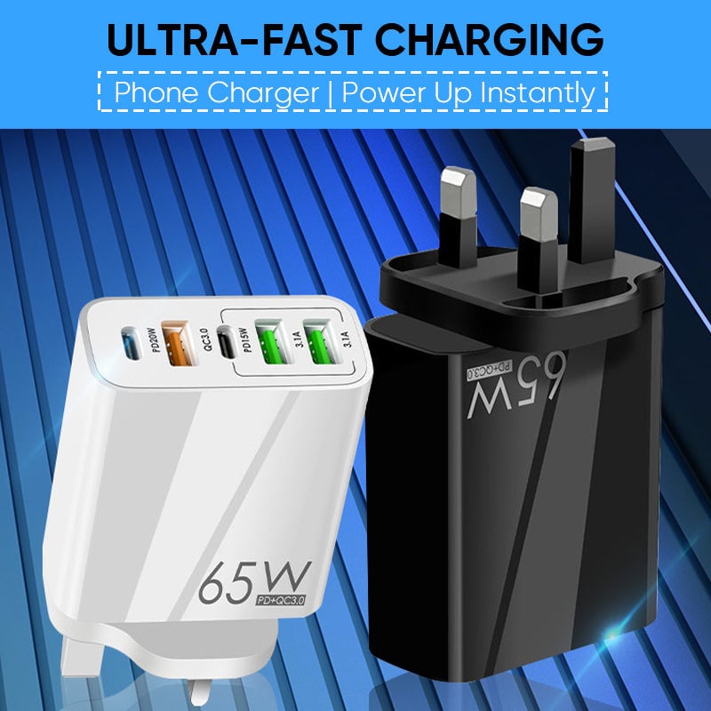 Multi Port Adaptor 65W Fast Charger - UK Standard