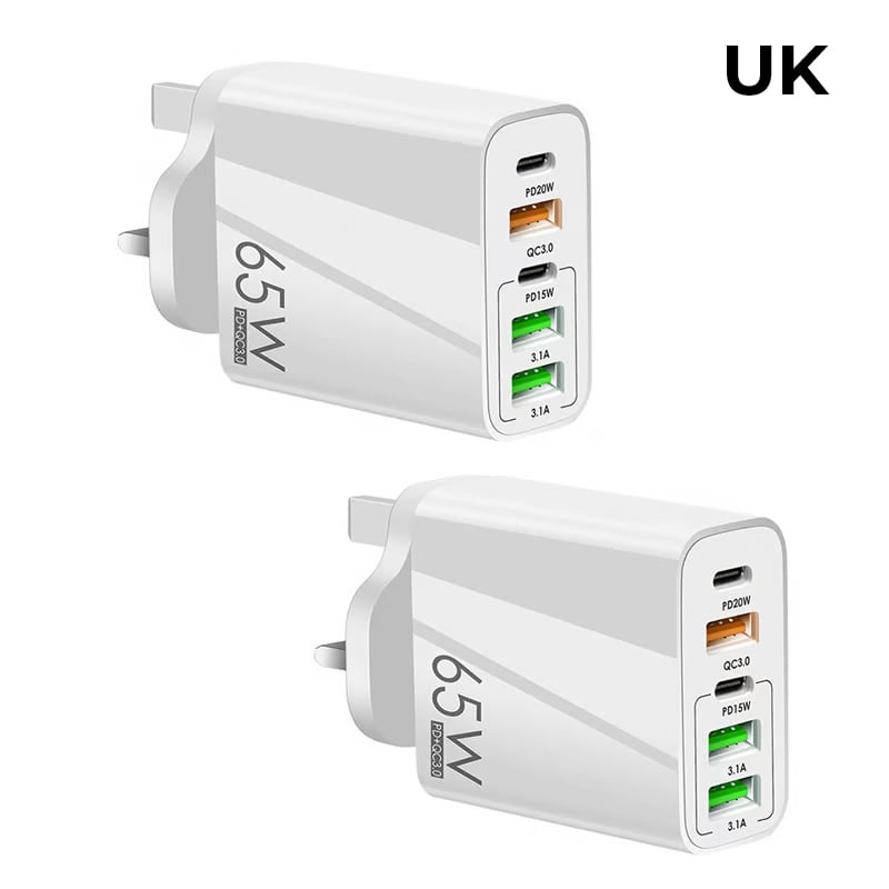 Multi Port Adaptor 65W Fast Charger - UK Standard