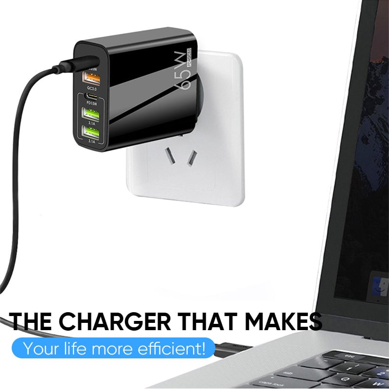Multi Port Adaptor 65W Fast Charger - UK Standard
