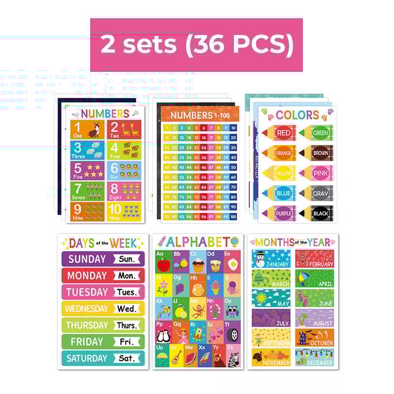 Colorful Educational Posters（18PCS/SET ）