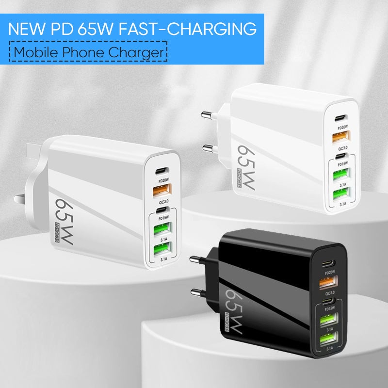 Multi Port Adaptor 65W Fast Charger - UK Standard