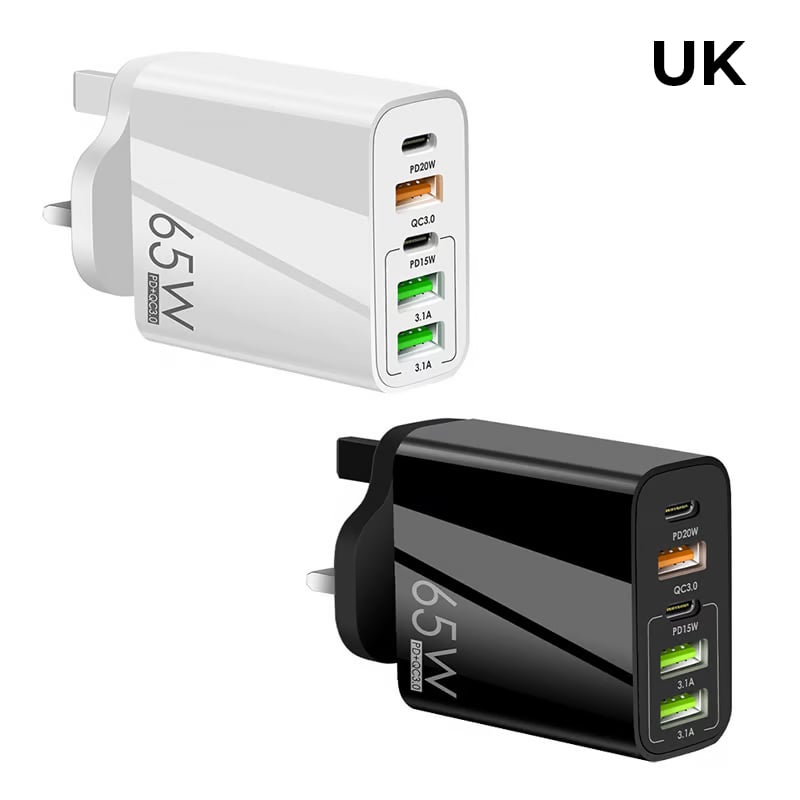 Multi Port Adaptor 65W Fast Charger - UK Standard