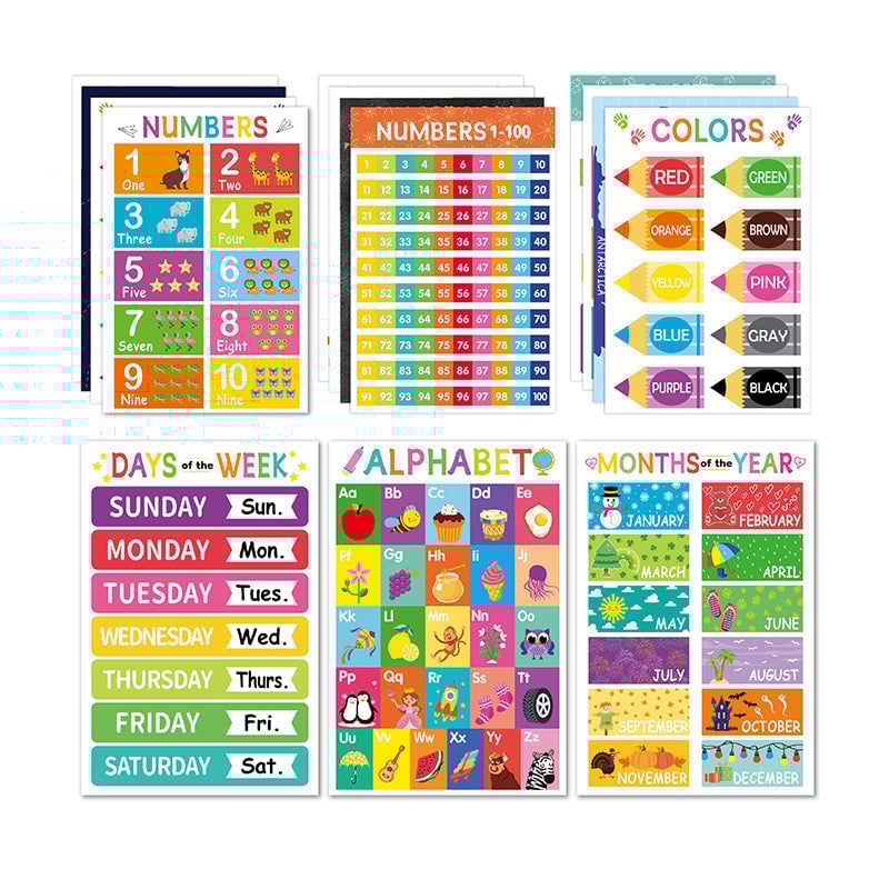 Colorful Educational Posters（18PCS/SET ）