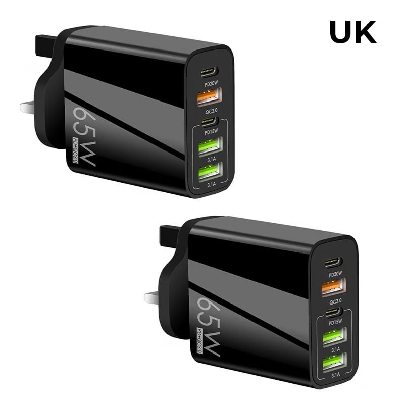 Multi Port Adaptor 65W Fast Charger - UK Standard