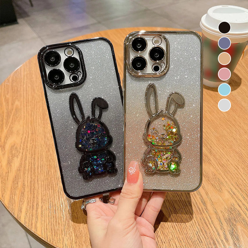 Gradient Glitter Quicksand Rabbit Case Cover For iPhone