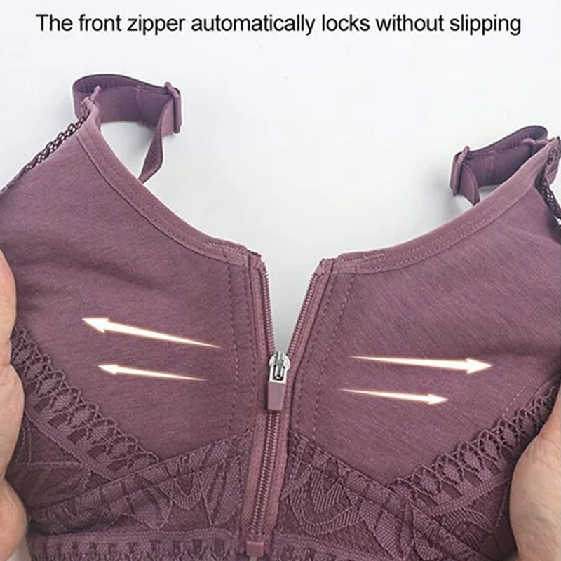 Womens Zip Front Closure Full Wrap Cups Bra