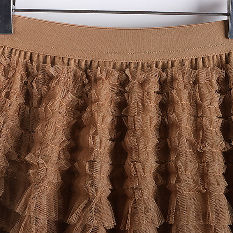 Tiered Elastic Waist Tulle Maxi Skirt