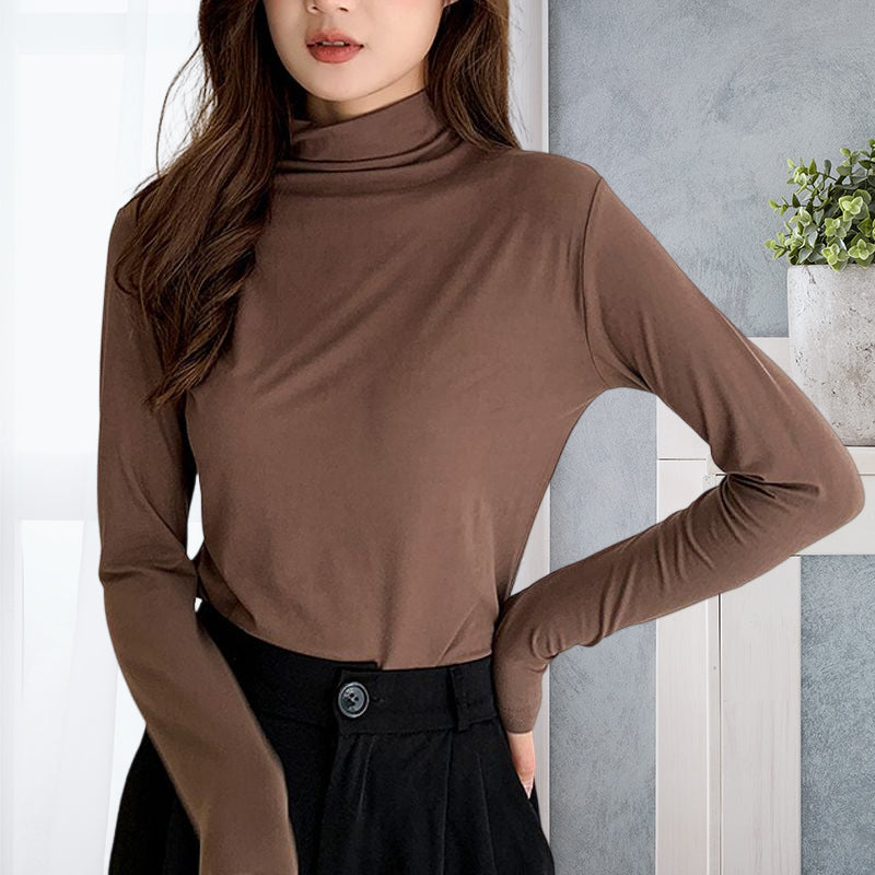 Spring and autumn solid color slim-fit half-turtleneck bottoming shirt