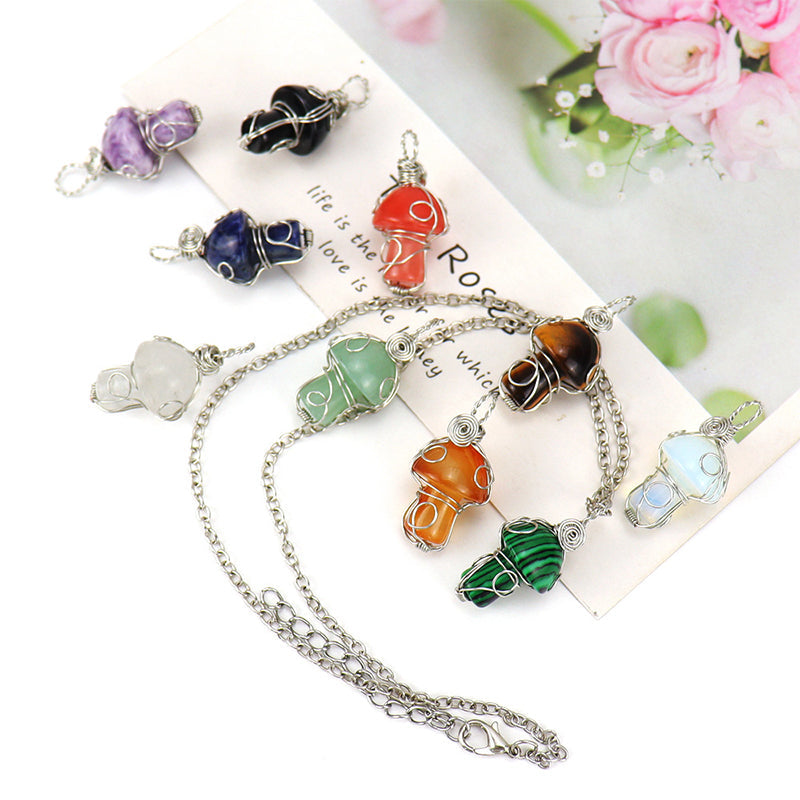 Natural Crystal Mushroom Pendant