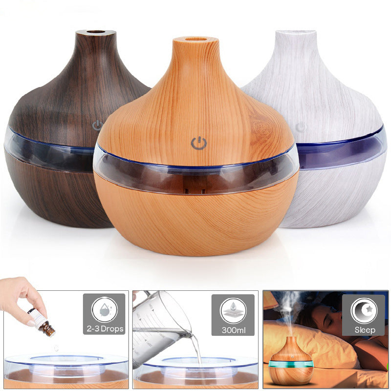 300ML Home Wood Grain Humidifier