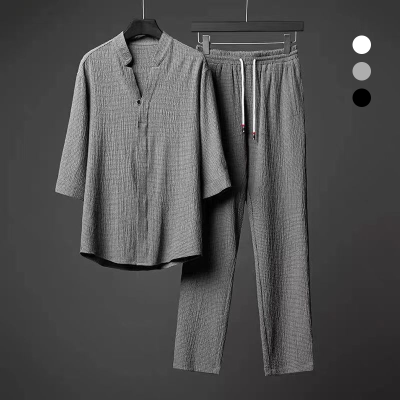 Men's 2 Pieces Linen Set Summer Outfits