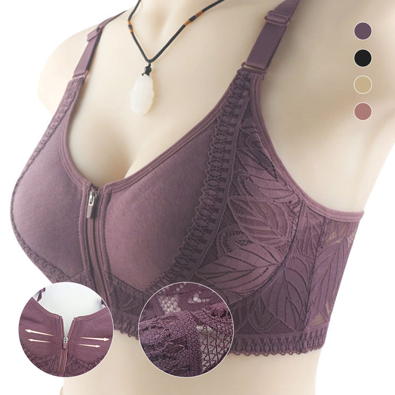 Womens Zip Front Closure Full Wrap Cups Bra