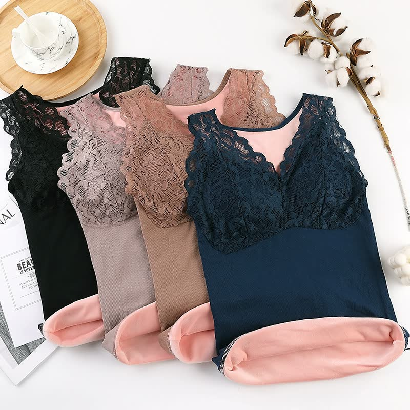 Winter Lace V-Neck Warm Vest