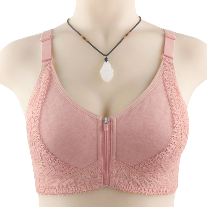 Womens Zip Front Closure Full Wrap Cups Bra