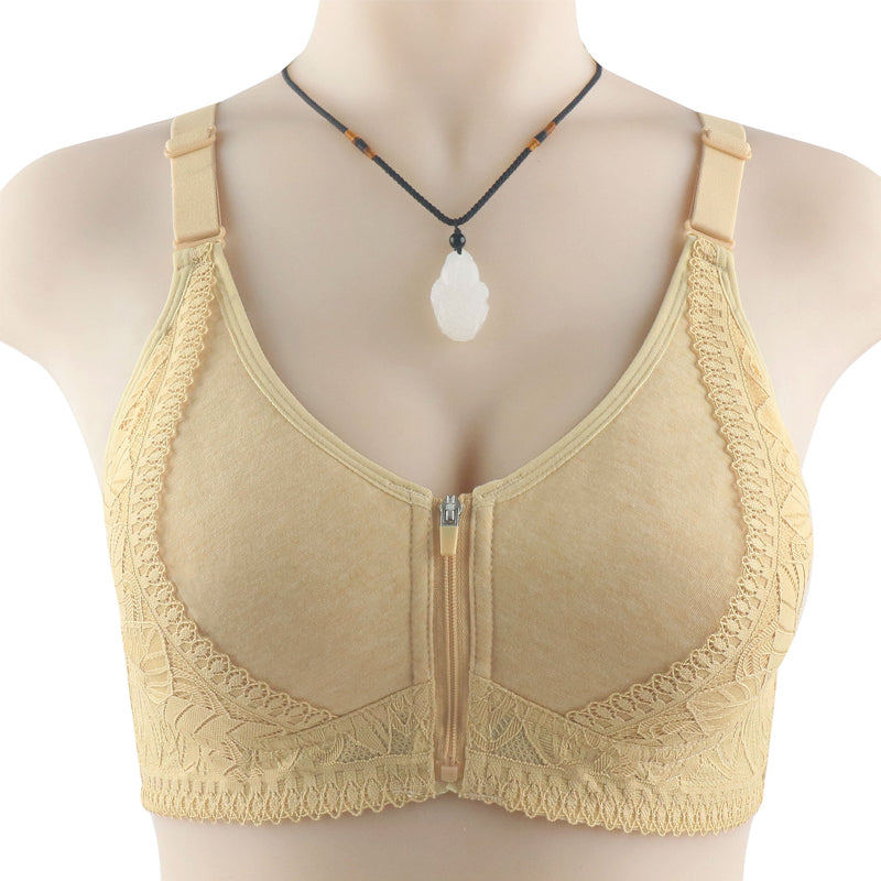 Womens Zip Front Closure Full Wrap Cups Bra